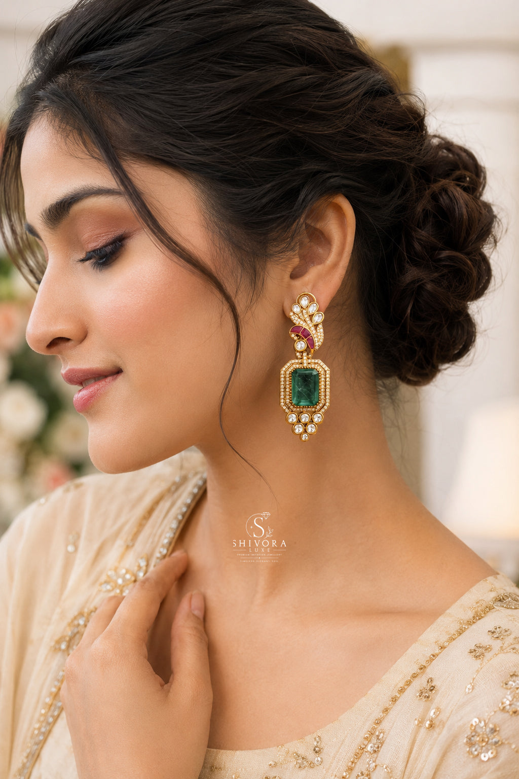 Kundan Statement Drop Earrings