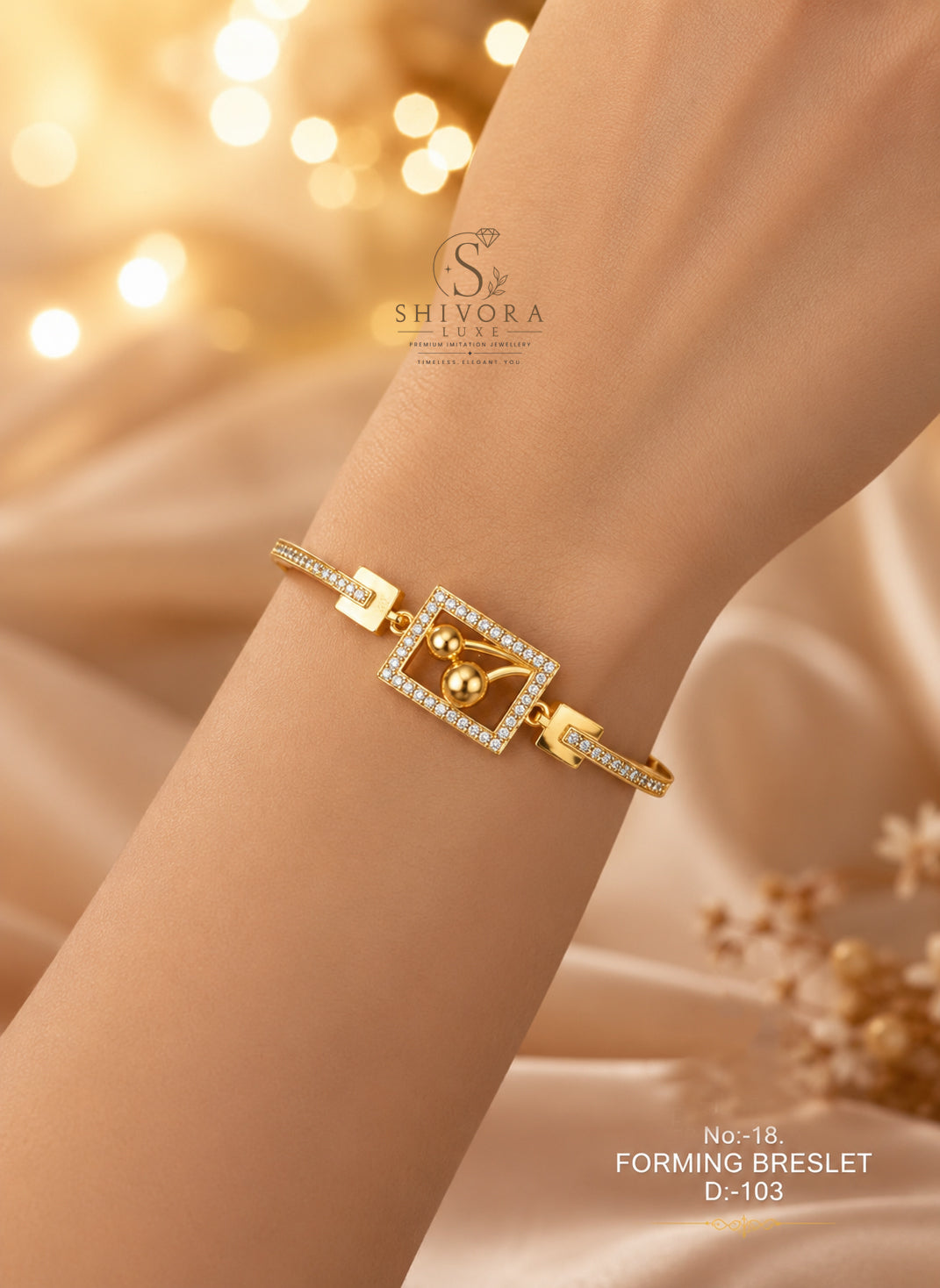 Sqaure Daily Waer Gold Bracelet