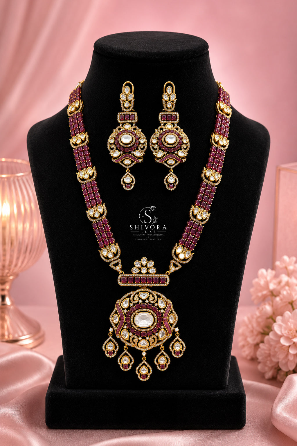 Shivora Luxe Premium AD Diamond Necklace Set for Women