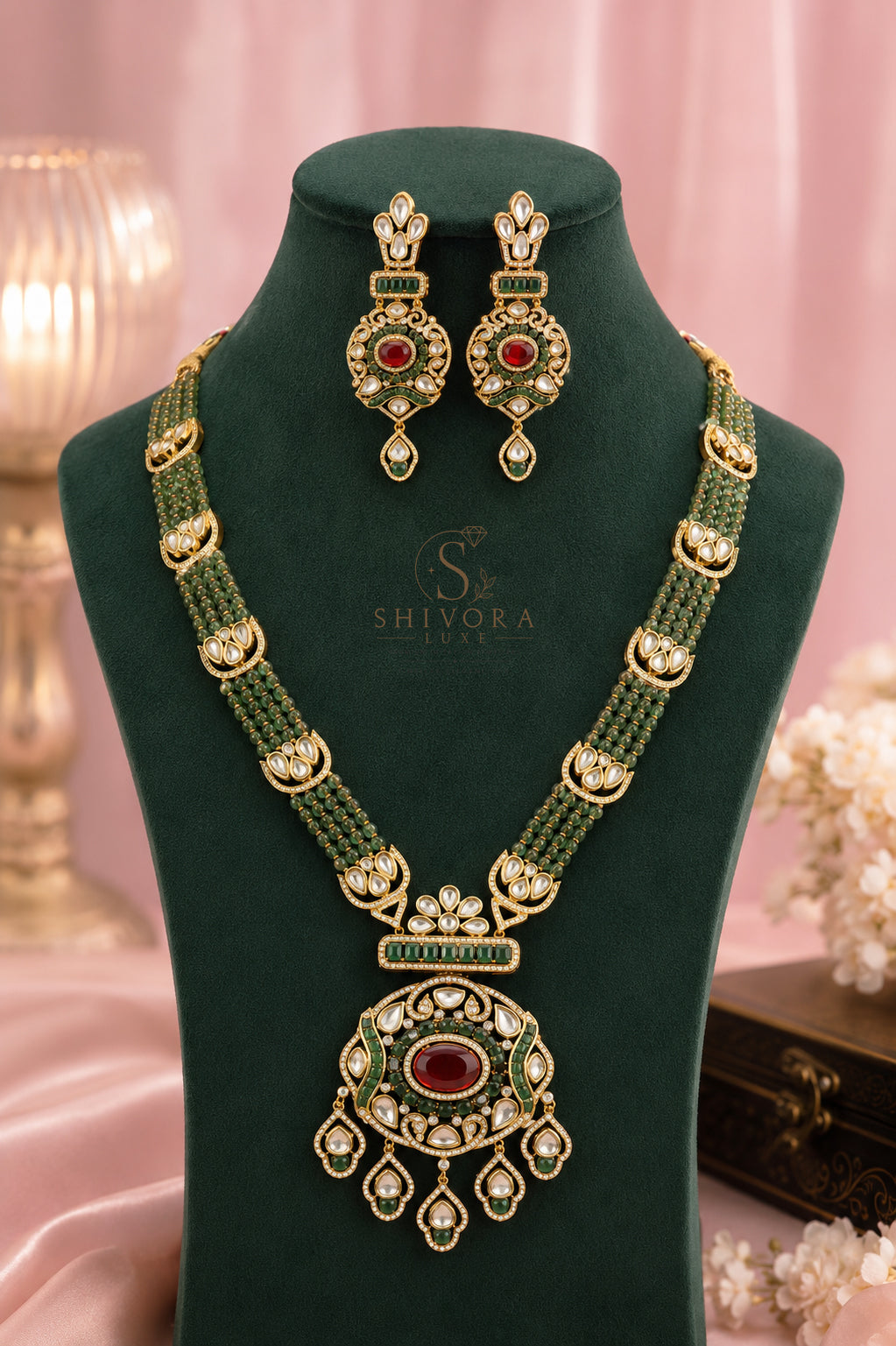 Shivora Luxe Premium AD Diamond Necklace Set for Women