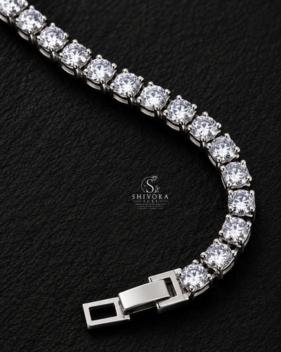 Crystal Silver Tennish Bracelet For Women & Men