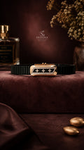 Men's 3 Star Black Belt Bracelet with Rose Gold Finish