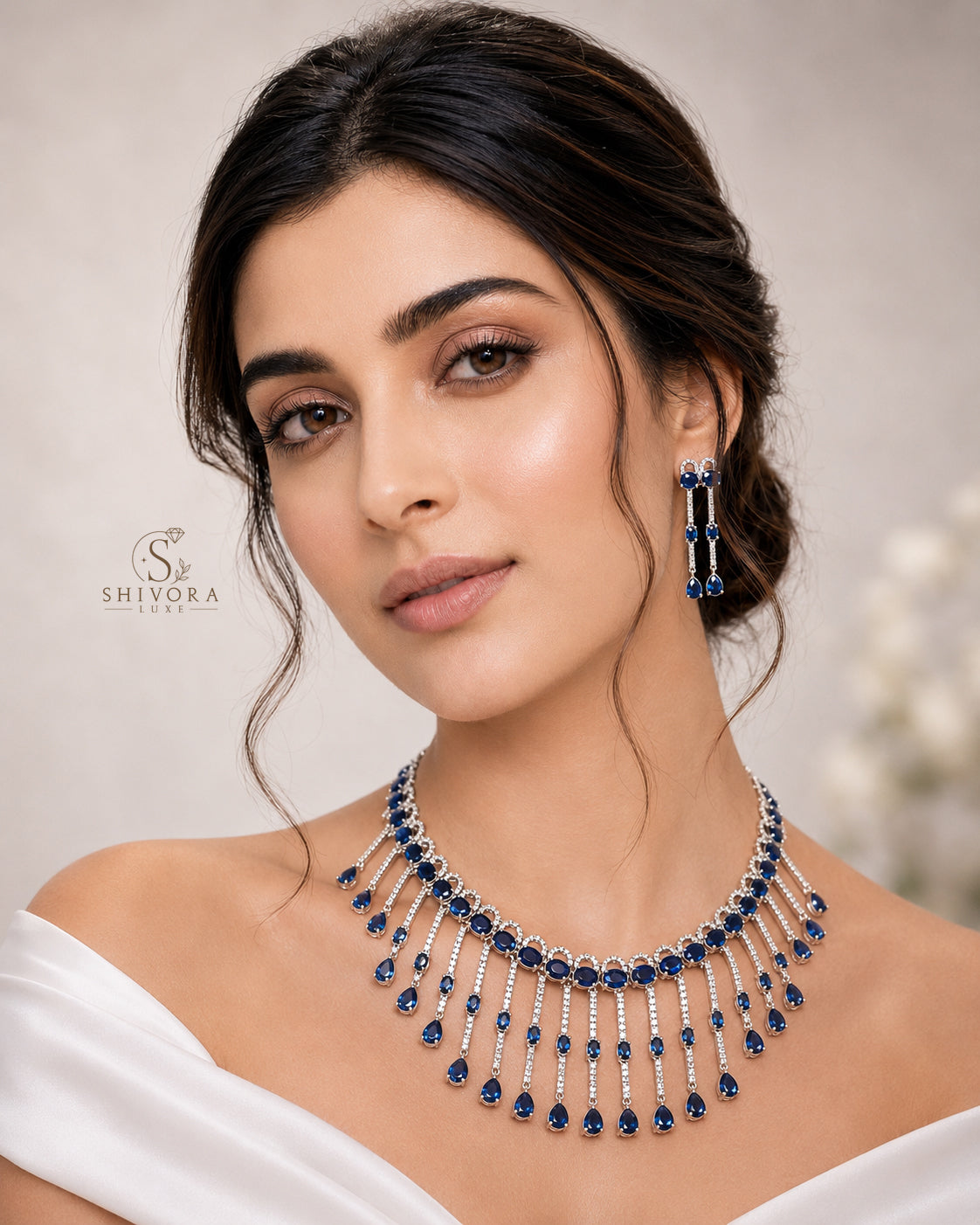 Ruby AD Diamond Necklace Set with Earrings