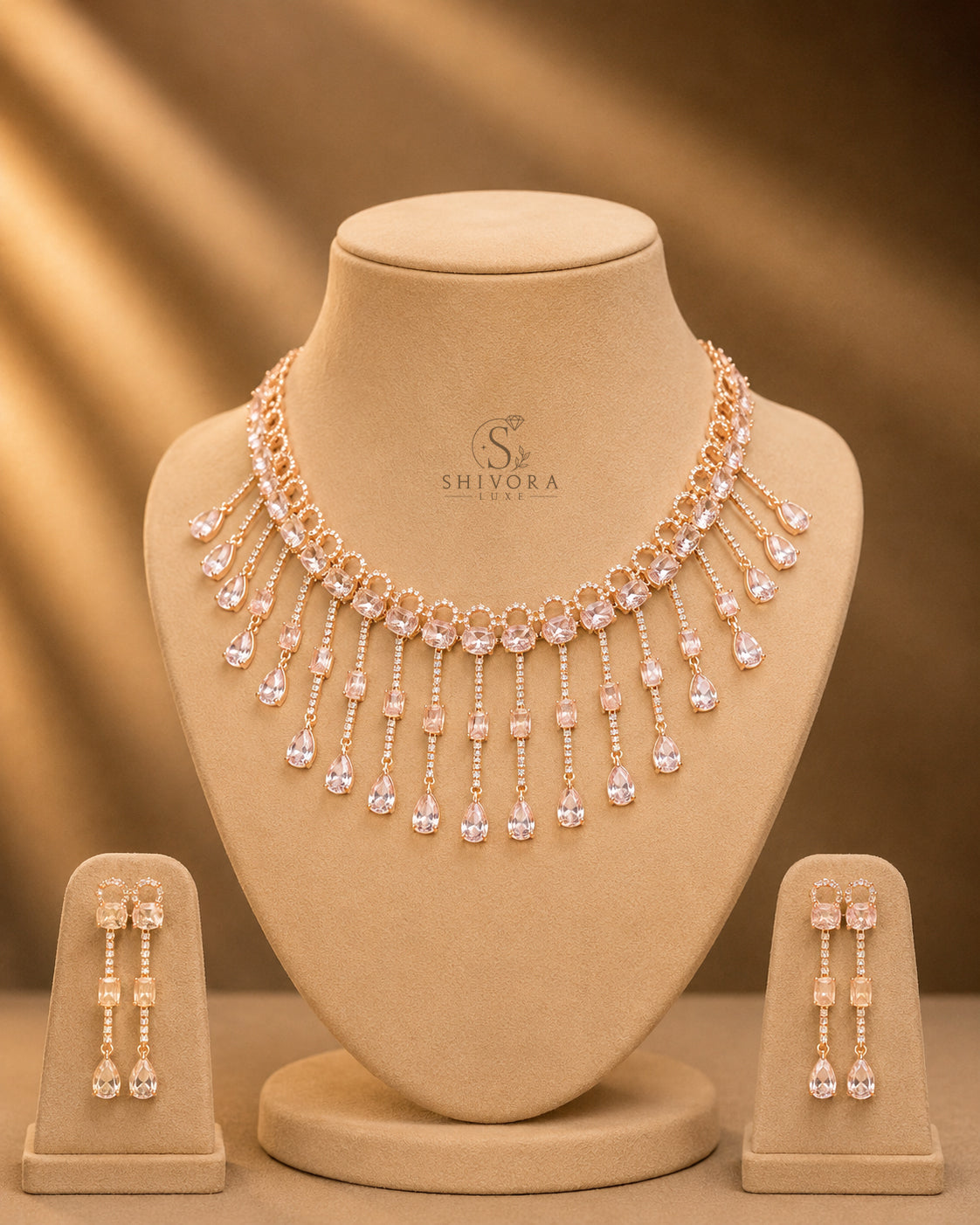 Ruby AD Diamond Necklace Set with Earrings