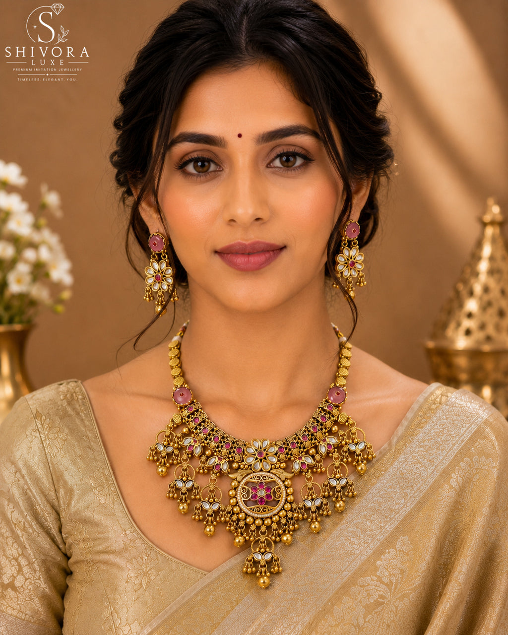 Shivora Premium Rajwadi Necklace Set,
