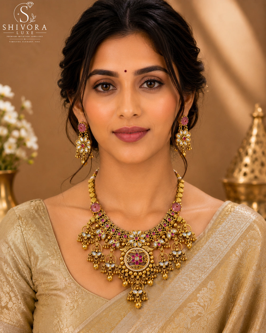 Shivora Premium Rajwadi Necklace Set,