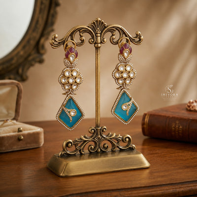 Emerald Kundan Statement Drop Earrings