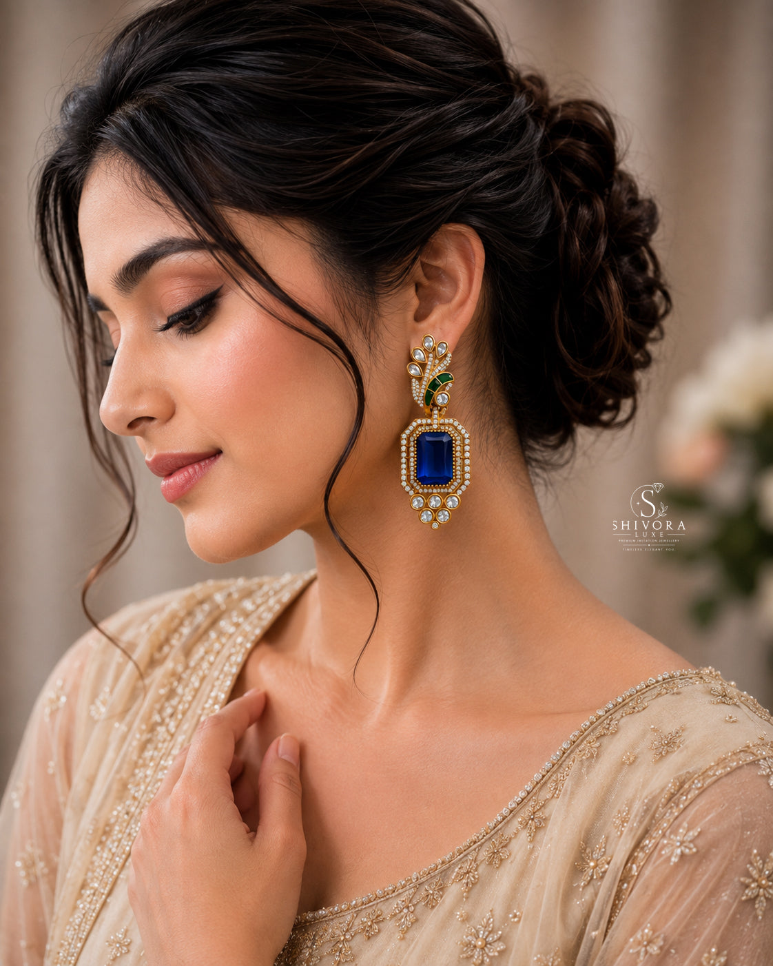 Kundan Statement Drop Earrings