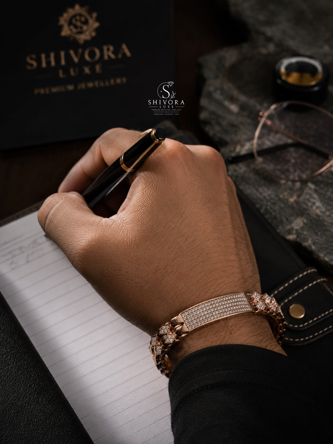 Rose Gold CZ Btacelet For Men