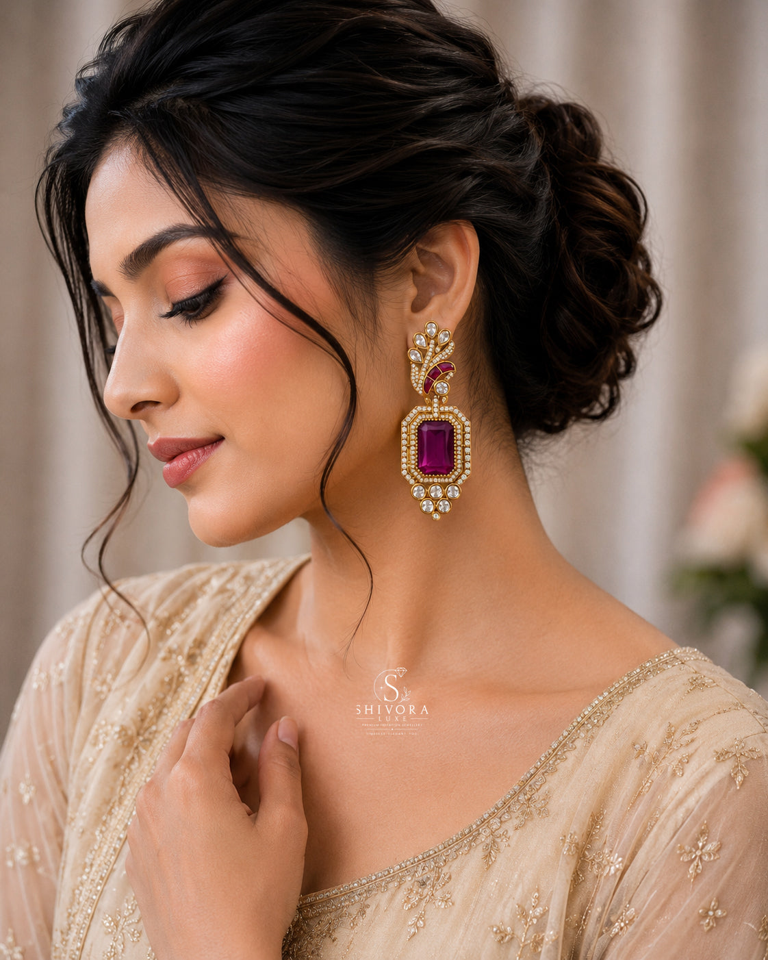Kundan Statement Drop Earrings