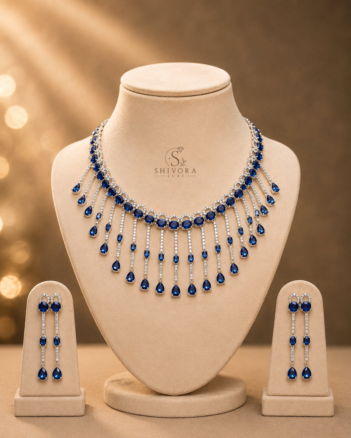 Ruby AD Diamond Necklace Set with Earrings
