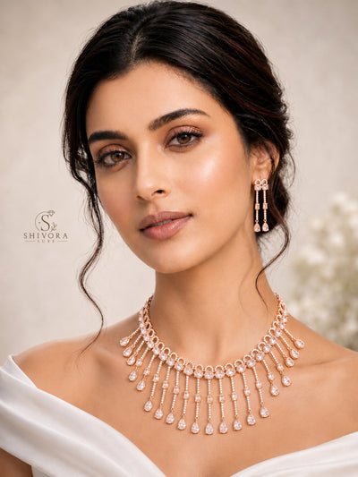 Ruby AD Diamond Necklace Set with Earrings