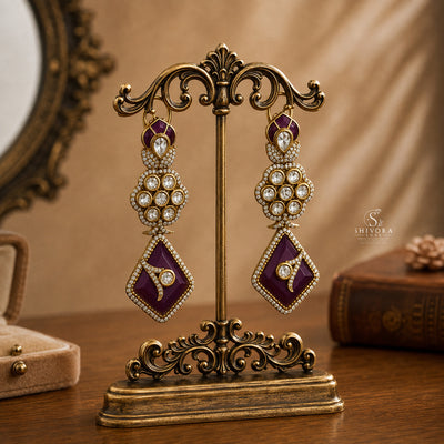 Emerald Kundan Statement Drop Earrings