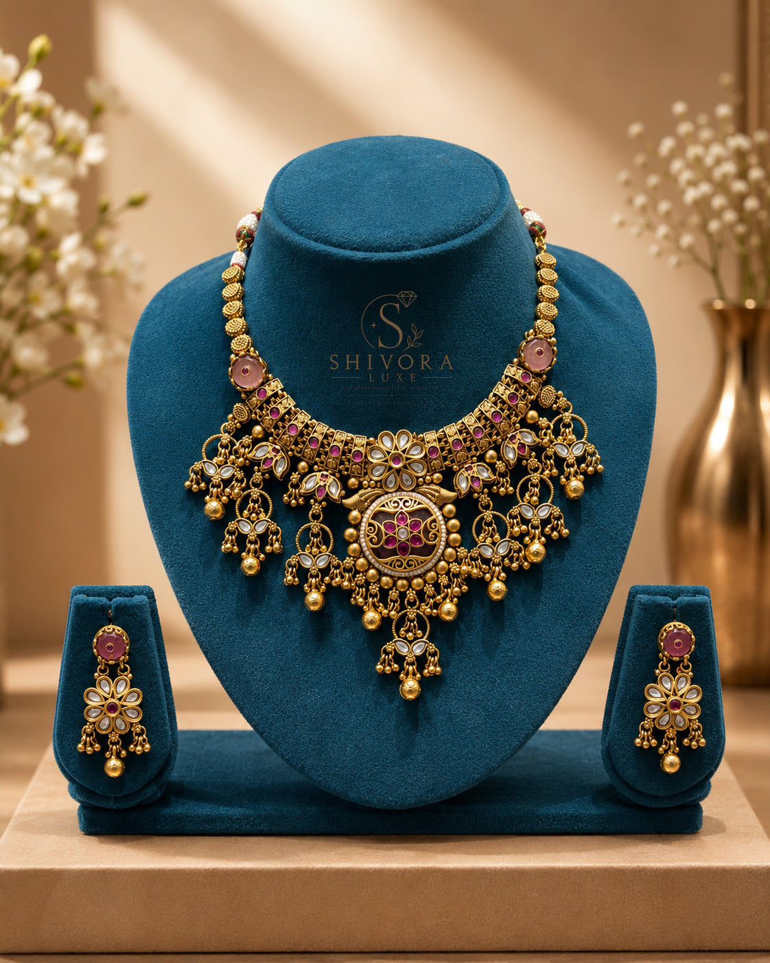 Shivora Premium Rajwadi Necklace Set,