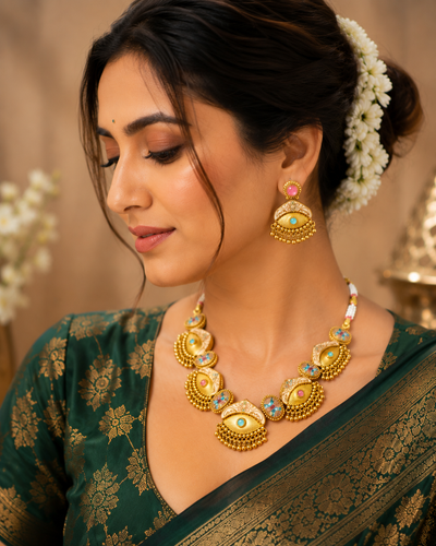 Shivora Premium Anti-Tarnish Necklace Set with Matching Earrings | Lightweight Designer Imitation Jewellery