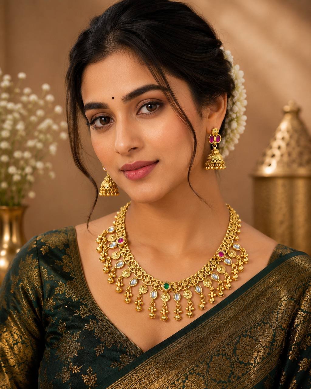 Shivora Premium Anti-Tarnish Necklace Set with Matching Earrings | Lightweight Designer Imitation Jewellery