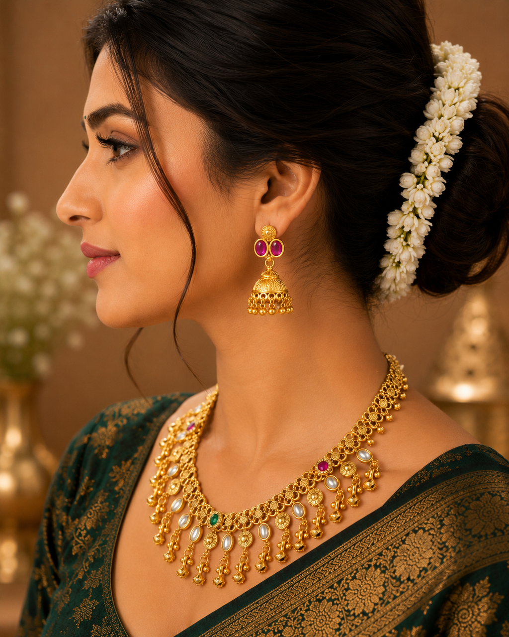 Shivora Premium Anti-Tarnish Necklace Set with Matching Earrings | Lightweight Designer Imitation Jewellery