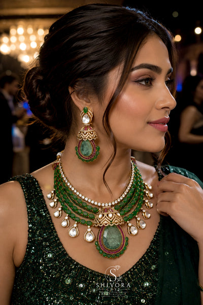 Shivora Luxe Premium AD Diamond Necklace Set for Women
