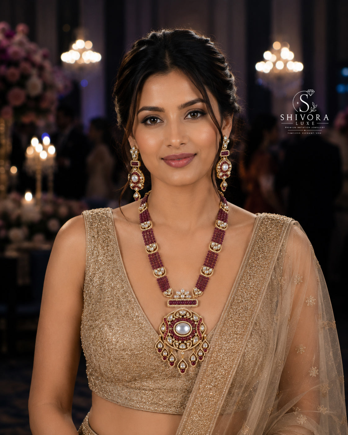 Shivora Luxe Premium AD Diamond Necklace Set for Women